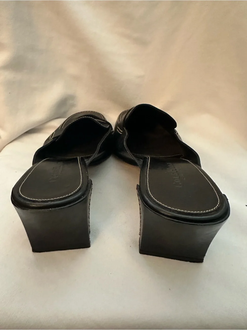 Cole Haan Country Women’s 10B Black Leather Penny Loafer Mule Block Heel Shoes